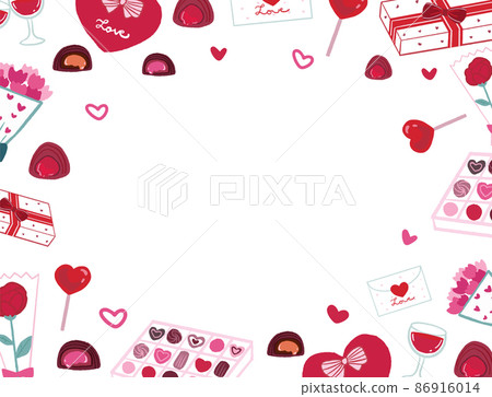Romantic Valentines Day elements frame pattern 86916014