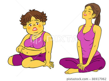 Fitness instructor female and chubby female Fitness instructor female and chubby female 86917062