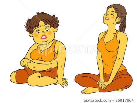 Fitness instructor female and chubby female Fitness instructor female and chubby female 86917064