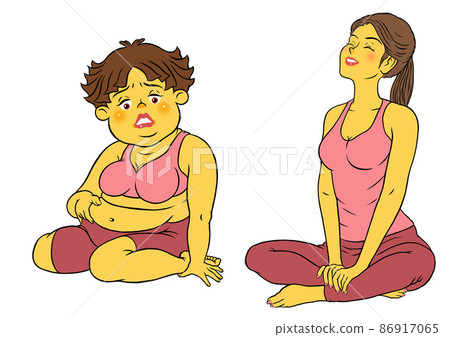 Fitness instructor female and chubby female Fitness instructor female and chubby female 86917065