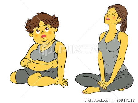 Fitness instructor female and chubby female Fitness instructor female and chubby female 86917118