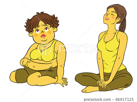 Fitness instructor female and chubby female Fitness instructor female and chubby female 86917125