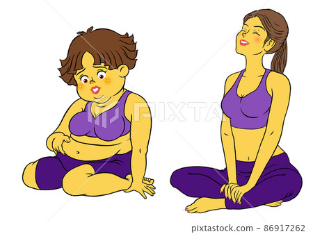 Fitness instructor female and chubby female - Stock Illustration ...