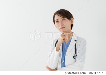 Female doctor with a thinking expression Female doctor with a thinking expression 86917714