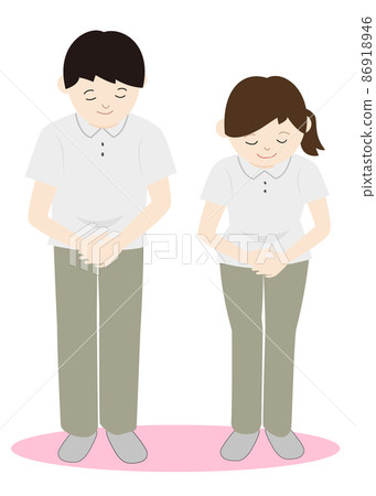 有禮貌地鞠躬表示感謝的護理人員和助手等工作人員 86918946