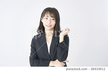 Thinking Business Woman White Background 86919012