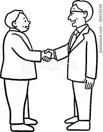 一個商人握手的插圖素材只有線條圖 一個商人握手的插圖素材只有線條圖 86919299