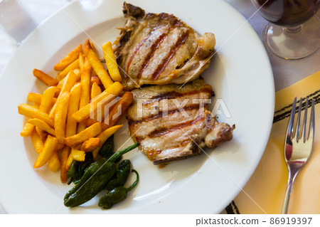 Juicy grilled meat cutlet 86919397