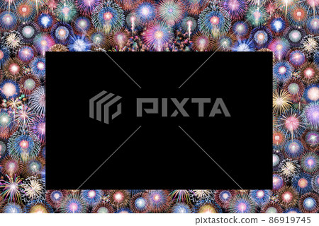 [Summer image] Fireworks material with black copy (character insertion) space 86919745