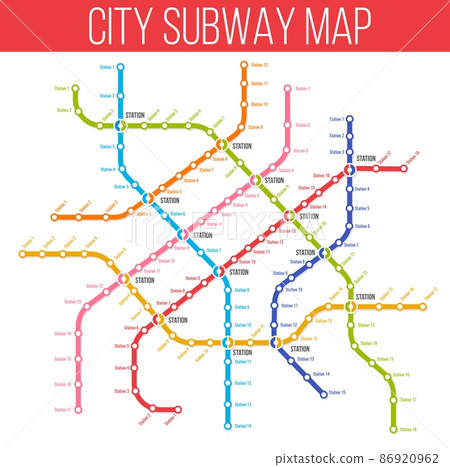 Metro, subway and underground transport system map. City metro railway station lines scheme. Metropolis bus, tram or trolley stops and routes plan, city passenger transportation information map Metro, subway and underground transport system map. City metro railway station lines scheme. Metropolis bus, tram or trolley stops and routes plan, city passenger transportation information map 86920962