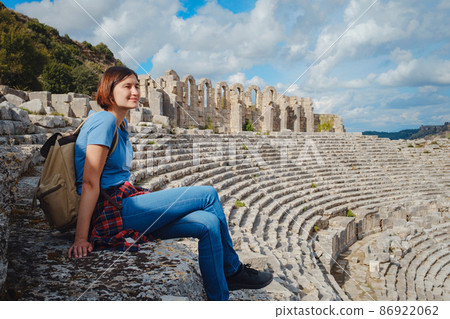 walk in Antalya Turkey on warm October afternoon, city Perge walk in Antalya Turkey on warm October afternoon, city Perge 86922062