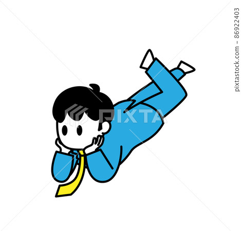 Male office worker cheek cane thinking whole body illustration 86922403