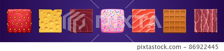 Square buttons with texture of food 86922445