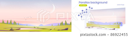 Parallax background with early morning nature Parallax background with early morning nature 86922455