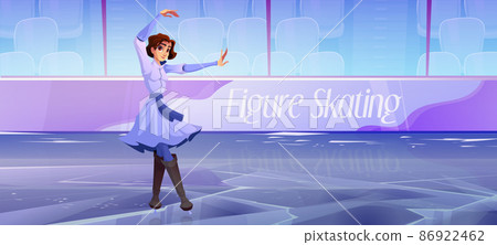 Girl figure skating on ice rink young woman skater Girl figure skating on ice rink young woman skater 86922462