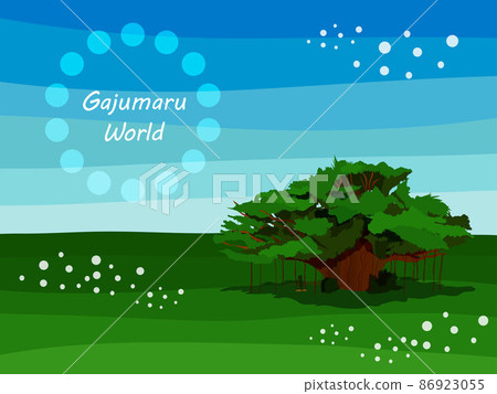 Okinawa scenery with nature, sky and banyan tree 86923055