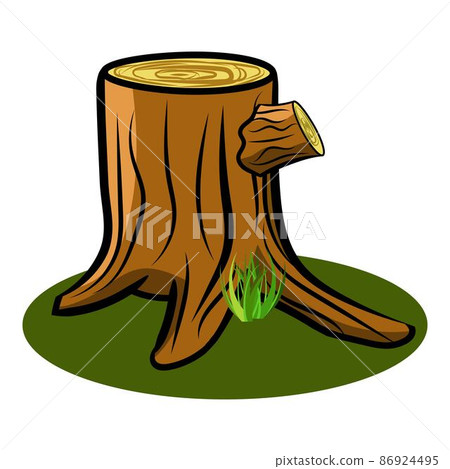 Vector tree stump with knot, realistic props for cartoon. Vector image isolated on white. Vector tree stump with knot, realistic props for cartoon. Vector image isolated on white. 86924495