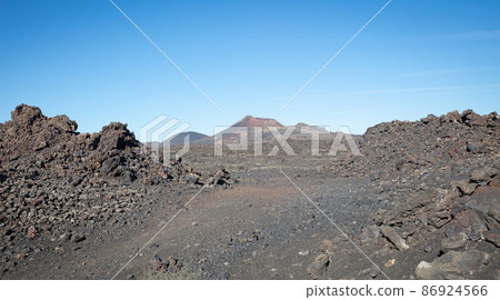 Landscape near El Cuervo volcano at Lanzarote island, Canary Islands 86924566