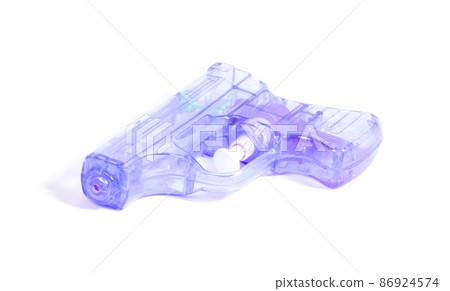 SImple blue small water pistol isolated on white SImple blue small water pistol isolated on white 86924574