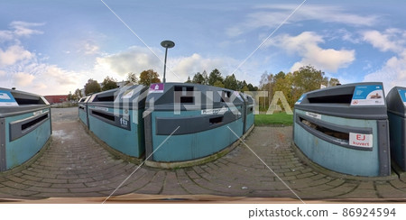 Recycling Collection Station with Containers for Separating Trash, 360 Photo Recycling Collection Station with Containers for Separating Trash, 360 Photo 86924594
