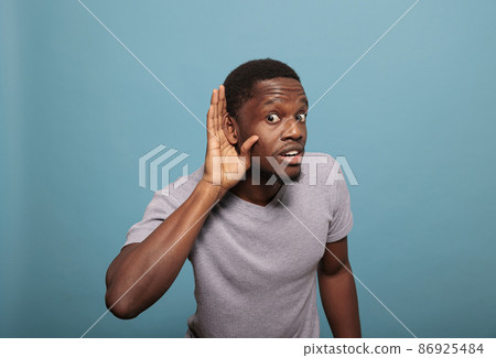 Nosy adult overhearing rumour and being shocked about secret 86925484