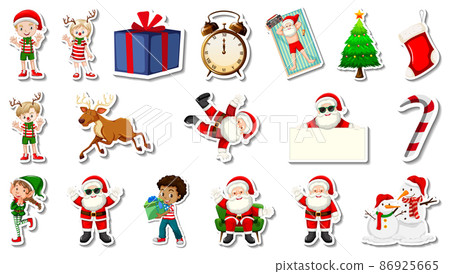 Set of Christmas objects and cartoon characters Set of Christmas objects and cartoon characters 86925665