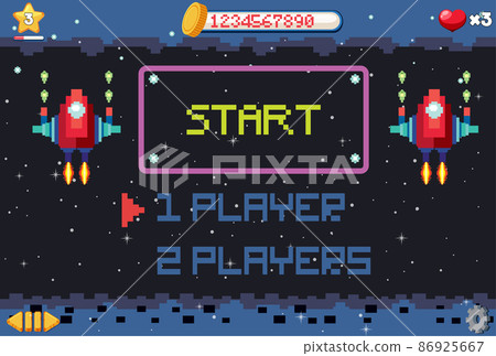 Pixel game interface with start button Pixel game interface with start button 86925667