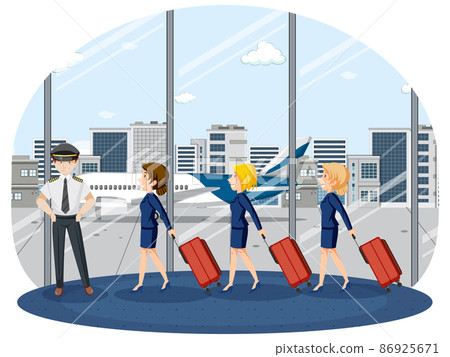 Flight attendants walking in airport terminal Flight attendants walking in airport terminal 86925671