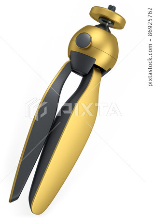 Photo and video tripod with quick release plate isolated on white background 86925762