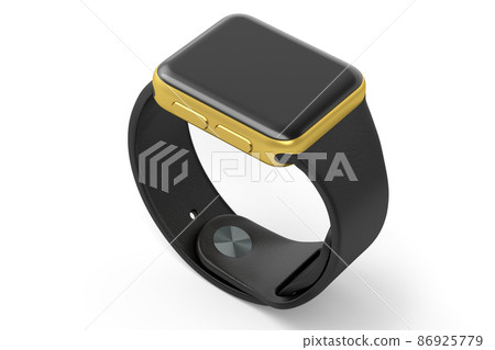 Stainless gold smart watch or fitness tracker isolated on white background. 86925779