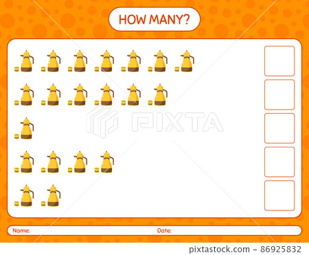 How many counting game with arabic teapot. worksheet for preschool kids, kids activity sheet, printable worksheet How many counting game with arabic teapot. worksheet for preschool kids, kids activity sheet, printable worksheet 86925832