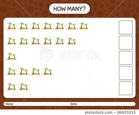 How many counting game with oasis. worksheet for preschool kids, kids activity sheet, printable worksheet How many counting game with oasis. worksheet for preschool kids, kids activity sheet, printable worksheet 86925833