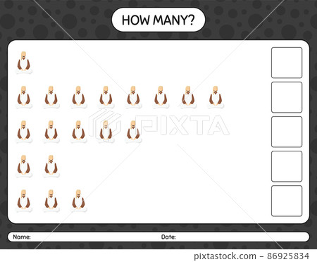 How many counting game with Arabian. worksheet for preschool kids, kids activity sheet, printable worksheet 86925834