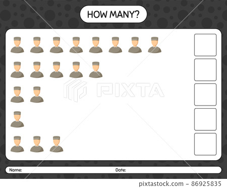 How many counting game with male moslem. worksheet for preschool kids, kids activity sheet, printable worksheet How many counting game with male moslem. worksheet for preschool kids, kids activity sheet, printable worksheet 86925835