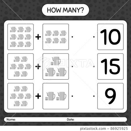 How many counting game with arabic teapot. worksheet for preschool kids, kids activity sheet, printable worksheet How many counting game with arabic teapot. worksheet for preschool kids, kids activity sheet, printable worksheet 86925925