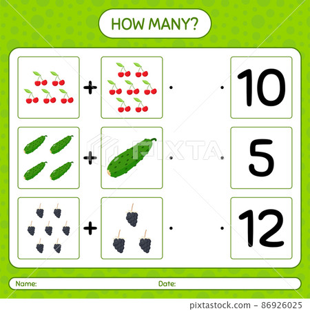 How many counting game with fruit. worksheet for preschool kids, kids activity sheet, printable worksheet How many counting game with fruit. worksheet for preschool kids, kids activity sheet, printable worksheet 86926025