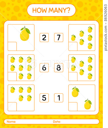 How many counting game with lemon worksheet for preschool kids, kids activity sheet, printable worksheet How many counting game with lemon worksheet for preschool kids, kids activity sheet, printable worksheet 86926063