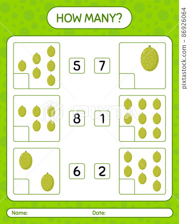 How many counting game with jackfruit worksheet for preschool kids, kids activity sheet, printable worksheet How many counting game with jackfruit worksheet for preschool kids, kids activity sheet, printable worksheet 86926064