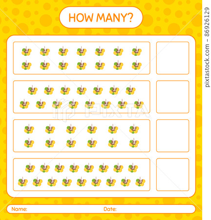 How many counting game with nance worksheet for preschool kids, kids activity sheet, printable worksheet 86926129