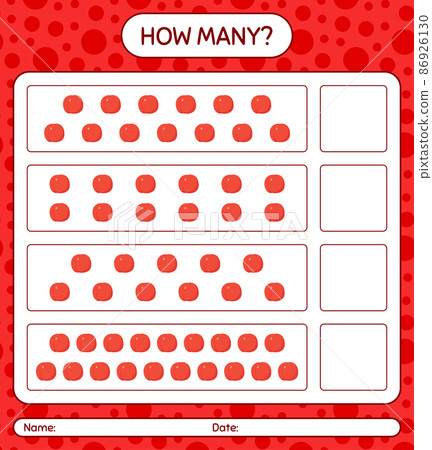 How many counting game with nectarine worksheet for preschool kids, kids activity sheet, printable worksheet 86926130
