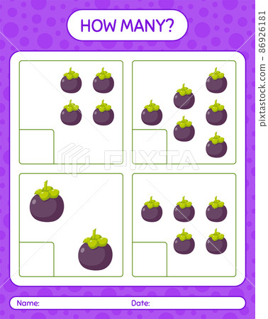 How many counting game with mangosteen worksheet for preschool kids, kids activity sheet, printable worksheet How many counting game with mangosteen worksheet for preschool kids, kids activity sheet, printable worksheet 86926181