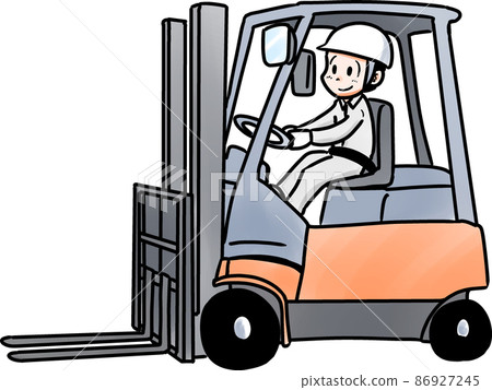 Illustration of a man operating a forklift A Illustration of a man operating a forklift A 86927245
