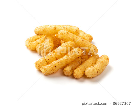 Corn Balls Isolated, Puffs with Spices Corn Balls Isolated, Puffs with Spices 86927367