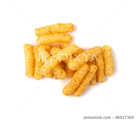 Corn Balls Isolated, Puffs with Spices Corn Balls Isolated, Puffs with Spices 86927369