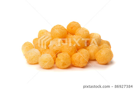 Corn Balls Isolated, Puffs with Spices Corn Balls Isolated, Puffs with Spices 86927384