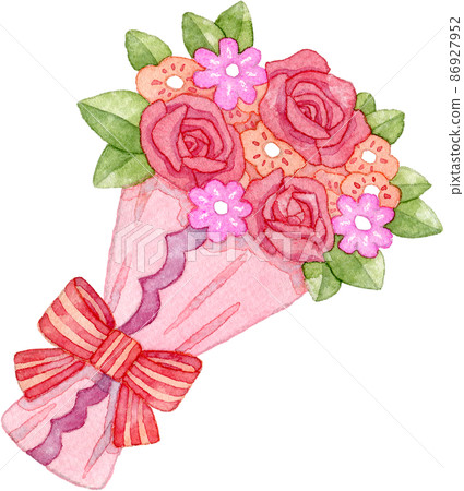 Illustration of a bouquet of red roses 86927952
