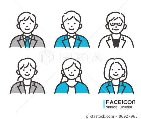 Vector illustration material / business / business person of the face icon of the office worker who works in a simple and easy-to-use suit 86927965