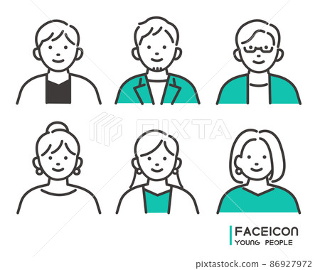 Simple and easy-to-use vector illustrations of male and female face icons / materials / youth / fashionable 86927972