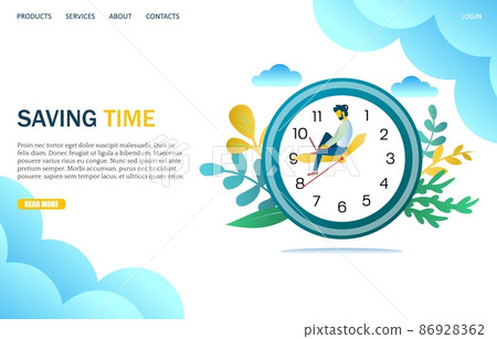 Saving time vector website landing page design template 86928362