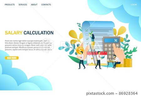 Salary calculation vector website landing page design template 86928364